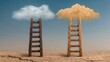 © KohXD - Two ladders positioned under a cloudy sky representing support and resistance ladder visualizer for conceptual ideas