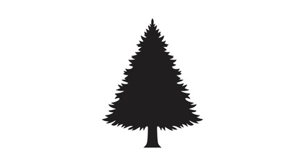 Vector illustration of black silhouette of a pine tree