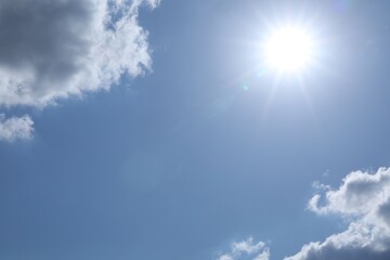 Wall Mural - beautiful blue sky with clouds on sunny day, bottom view
