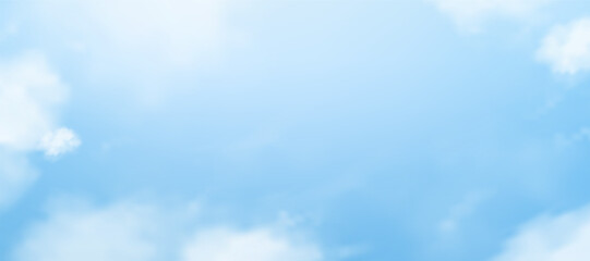 Wall Mural - blue sky background with soft white clouds, natural light over sea beach.horizon abstract design sum