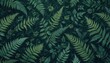 © INVITO ARTE - Lush Greenery Featuring Various Fern Leaves on a Dark Backdrop in a Serene Natural Setting