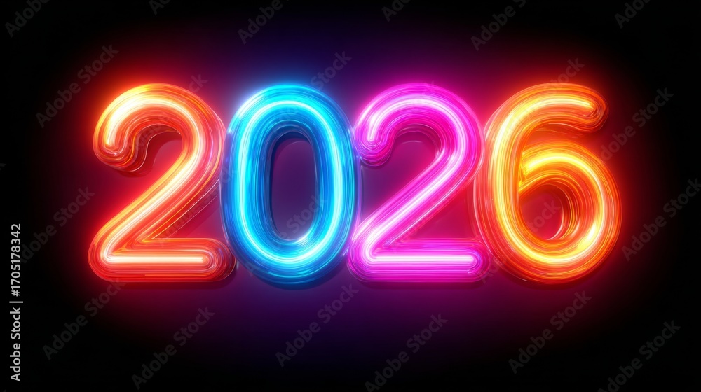 Illuminated 2026: A vibrant and futuristic display of the year 2026 ...