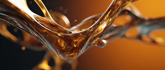 Wall Mural - abstract golden liquid wave with smooth flowing motion on warm gradient background concept of luxury