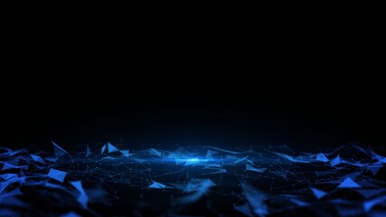 Sticker - Abstract Blue Network Background with Futuristic Polygonal Structures and Lines