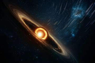 Wall Mural - Cosmic wormhole visualized as a glowing portal in the vastness of space during a star-studded night