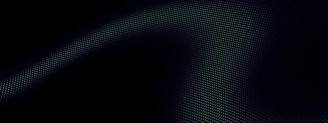 Blue teal digital particles wave flow, Digital cyberspace abstract background