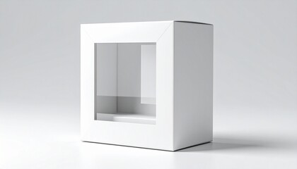 White retail box with transparent window — clean packaging, modern clarity, product visibility.
