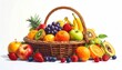 © dian - Abundant Basket of Fresh Colorful Fruits on White Background Still Life Composition