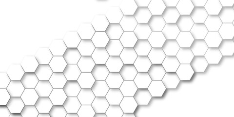 Wall Mural - Abstract honeycomb hexagon vector background .Geometric texture design with modern grid, digital tech mesh, seamless tile pattern and futuristic 3D hexagonal structure illustration .