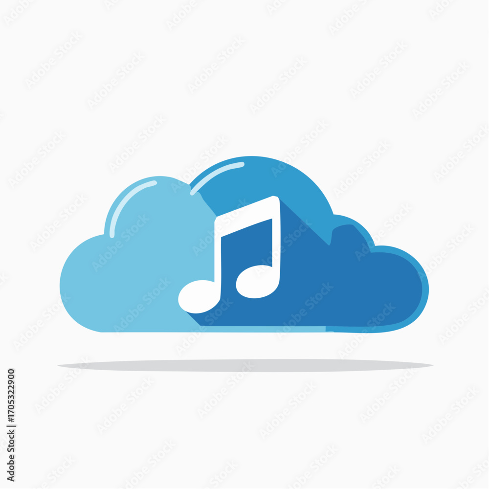 Cloud Music Icon with a Note.