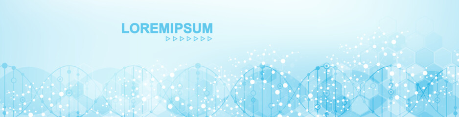 Wall Mural - molecular structure and genetic engineering, atom, neural network, neurons, dna molecule. scientific