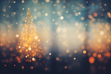 Wall Mural - christmas tree shape pattern bokeh effect background backgrounds light gold.