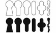 © Rustanto - Set of keyhole or keyway icons in outline and silhouette style, various lock shapes for security, privacy, safety, access, protection, password, and key design concepts.