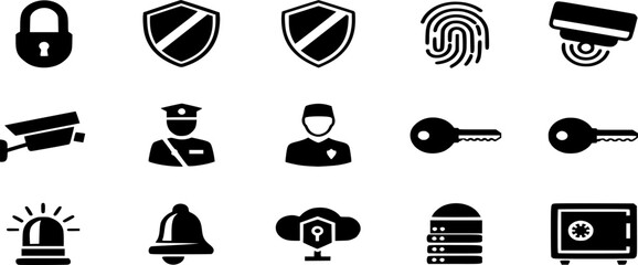 Security line Icon Set Vector. Lock, Protection, and Safety Symbols illustration