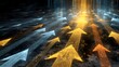 © Neo - Glowing golden arrows moving upward symbolizing growth and success