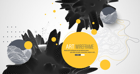 Wall Mural - Modern science and technology background. Abstract art sphere. Wireframe theme.