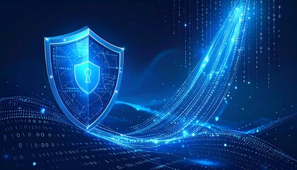 Abstract digital shield graphic