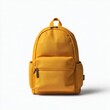 © adri - Mustard yellow backpack, simple design, featuring a single large compartment and a smaller zipped pocket