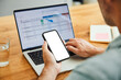 © Westend61 - Person using smartphone and laptop for finance planning at workspace