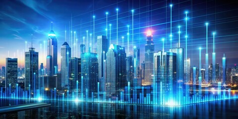 Energy usage data projected onto a futuristic cityscape using advanced display technology