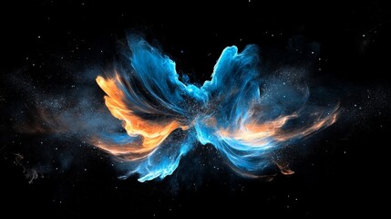 Wall Mural - vibrant abstract cosmic nebula with blue and orange energy dynamics, captivating colors and motion