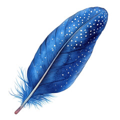 Wall Mural - Watercolor illustration of a vibrant blue feather 