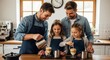 © saefurridhoalghoza - Happy Family Making Coffee at Home in Bright Kitchen