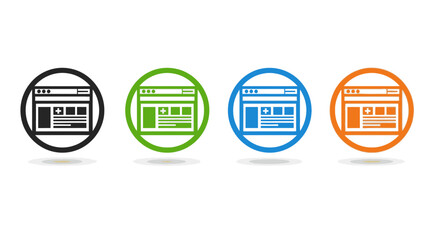 Four browser icons in different colors.