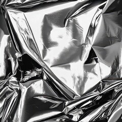 Wall Mural - Abstract metallic silver foil background with crumpled texture.