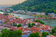 Panoramic View Of Heidelberg's Old Town Along The Neckar River At Sunset