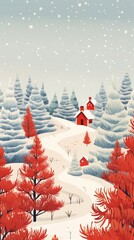 Canvas Print - background cute winter holidays christmas tree snow.