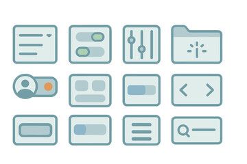 user interface flat icon set. essential ui elements for web and app design