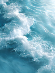 Wall Mural - The background of the sea surface is wavy with small bubbles approaching the shore.
