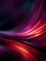 Wall Mural - Dark background with dynamic neon light lines moving at speed in curves.