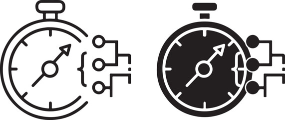 Stopwatch with Circuit Lines Icon Representing Technology, Time Management, and Digital Efficiency