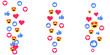 © Svitlana Tolmach  - Love like emoji vector hearts stream doodle pattern with social media reaction icons colorful internet background celebration feedback post layout falling bubble comment confetti sticker set