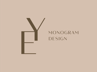 Wall Mural - YE or EY letter logo icon design. Classic style luxury initials monogram.