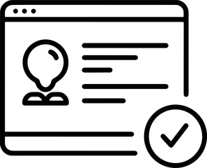 Simple Outline Profile Page Interface with Checkmark Symbol Icon