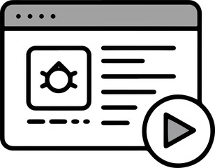 Wall Mural - Outline Simple Digital Content Player Window with Play Button Element