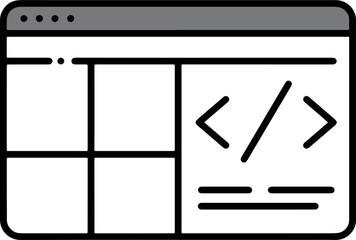 Wall Mural - Minimalist Line Style Website Coding Browser Interface Screen Icon Design