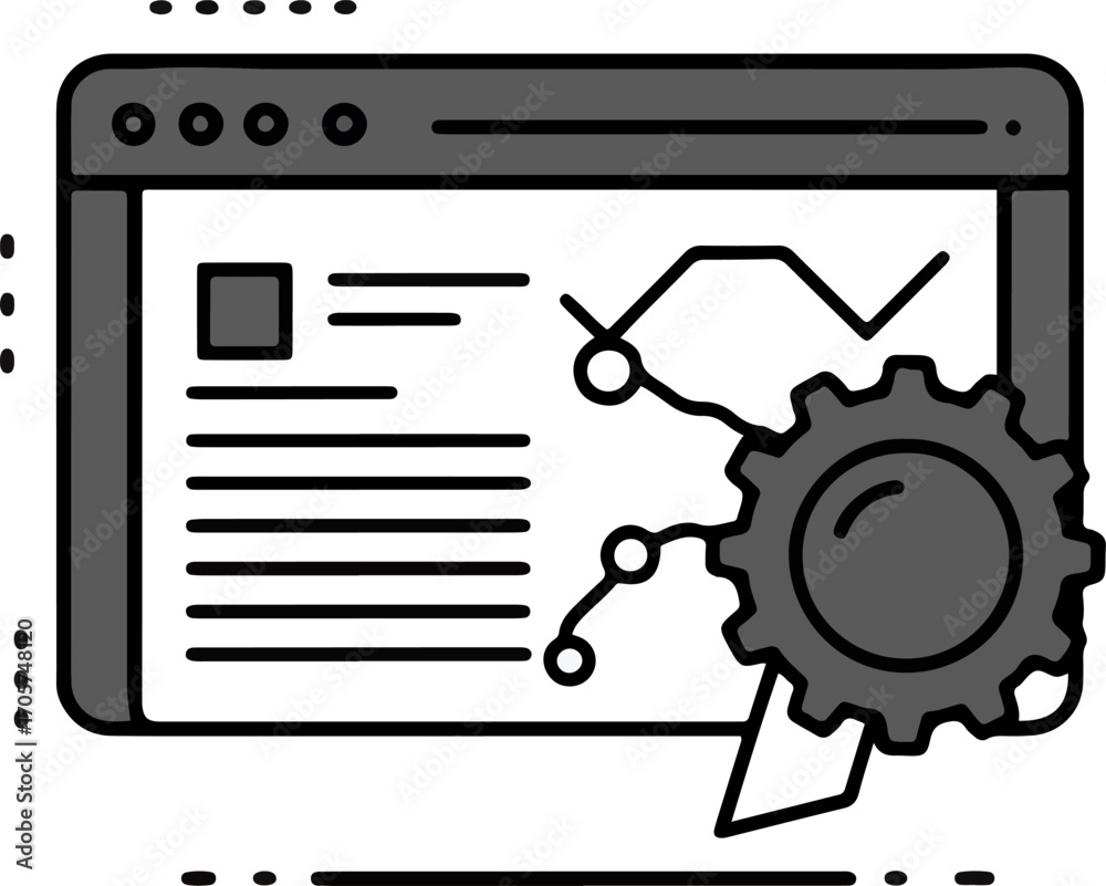 Minimalist Flat Design Data Analytics on Browser Window Interface Illustration