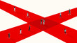 © master1305 - Graphic composition. People crossing red intersecting paths symbolizing teamwork and connections. Concept of communication, collaboration, inclusion, and modern business strategy.