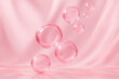 © Shimaya - やわらかく光るピンクのバブルとシルク調の美容背景 | Soft Glowing Pink Bubbles with Silky Beauty Background