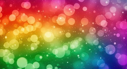 Wall Mural - A vibrant rainbow colored background with soft glowing bokeh lights and