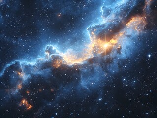 Wall Mural - a vibrant cosmic nebula glows with brilliant stars and swirling gas clouds creating a dazzling celes