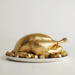 Wall Mural - roasted gold turkey festive presentation centerpiece.