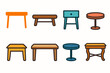 © Another - Furniture flat icon set. featuring table, desk, coffee table, nightstand, dining table, side table