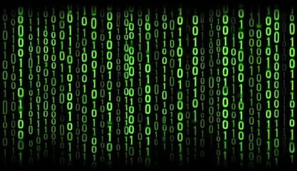 a background of green binary code on black, the numbers should be in the form 