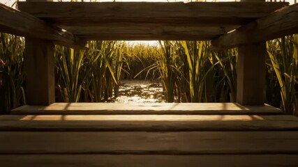 Boardwalk Ground Edge With Olive Reed Stripes