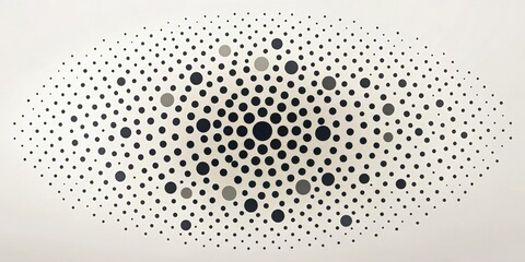 Wall Mural - abstract oval pattern of varying sized circles in black and gray hues on a light beige background